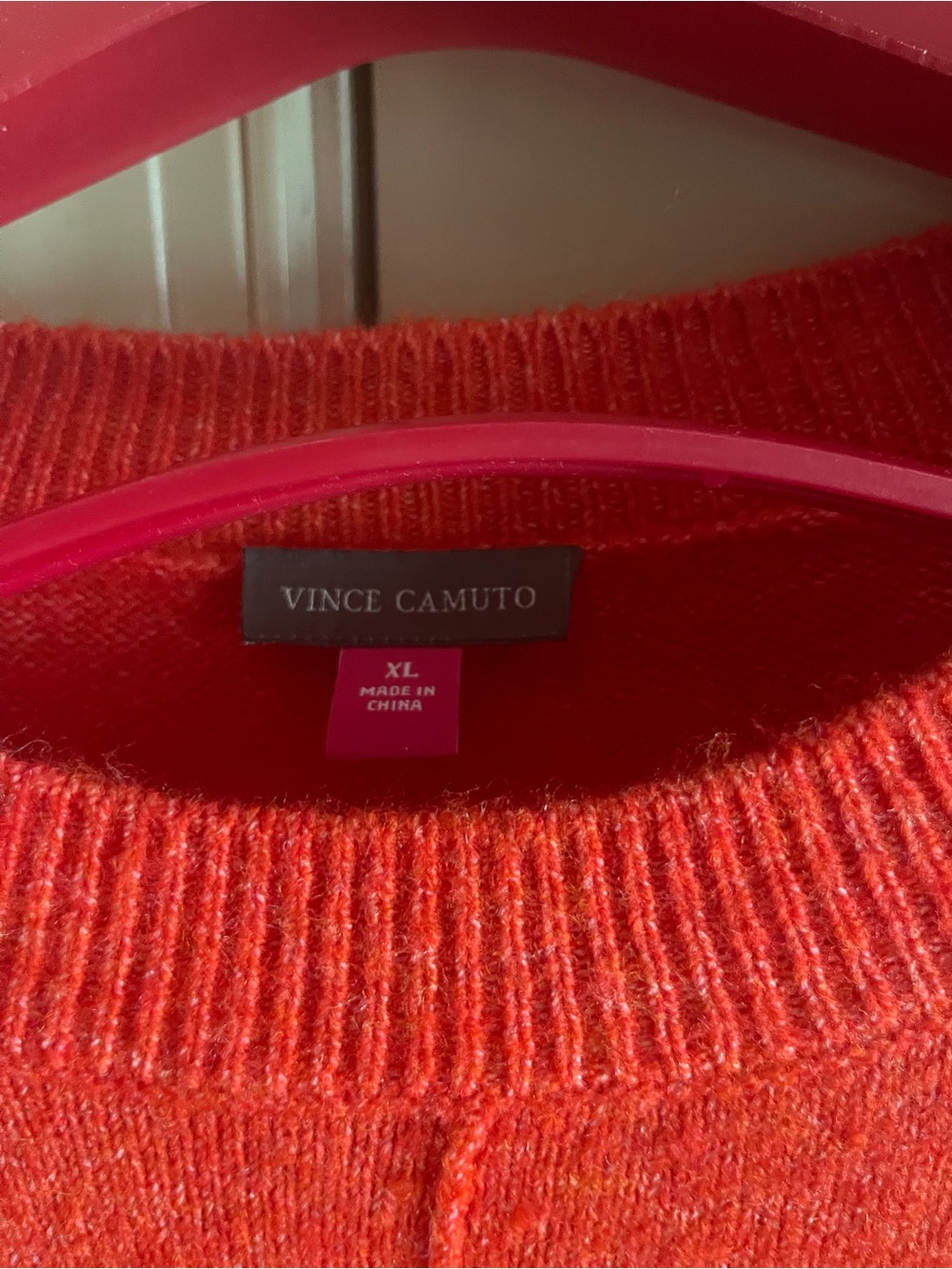 Vince Camuto Bright Red Crewneck Knit Sweater